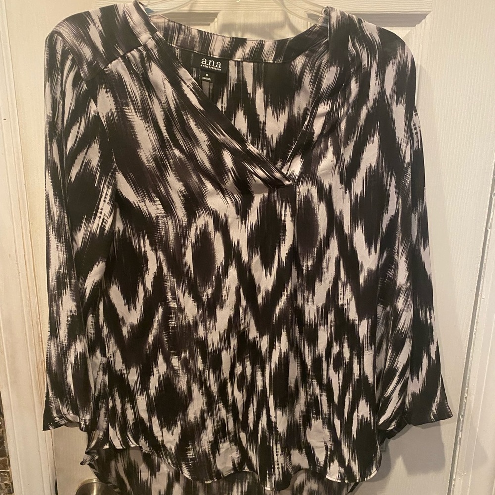 a.n.a. sheer long sleeve V-Neck blouse